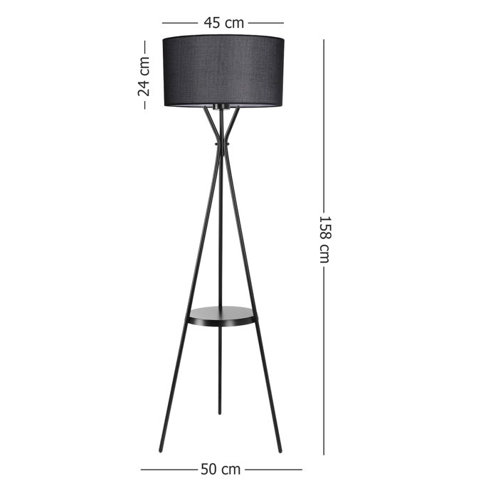 Opviq Lámpara de Pie de Metal Negro con Pantalla de Tela Opviq Lámpara de Pie de Metal Negro con Pantalla de Tela